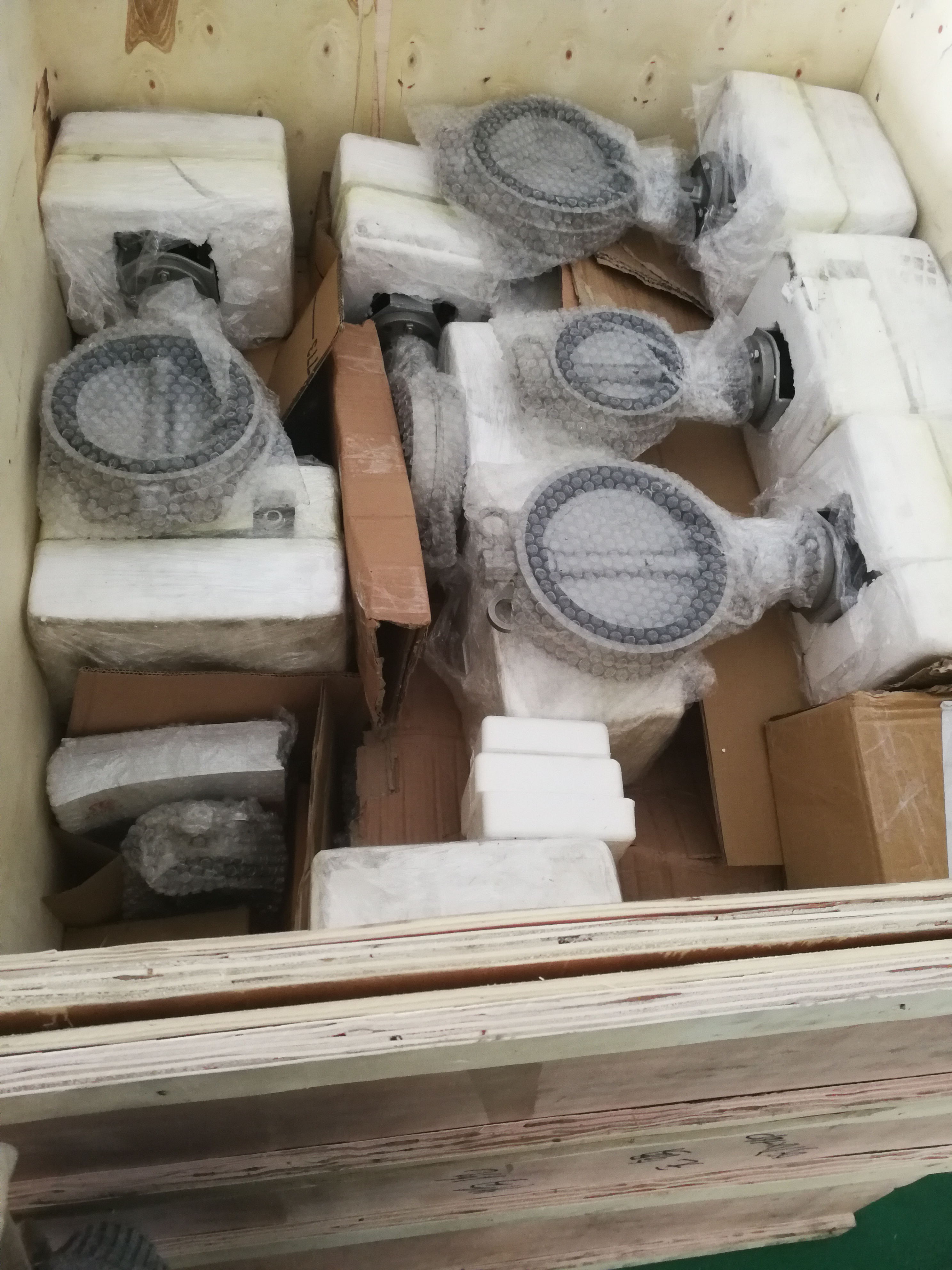 电动蝶阀装箱中